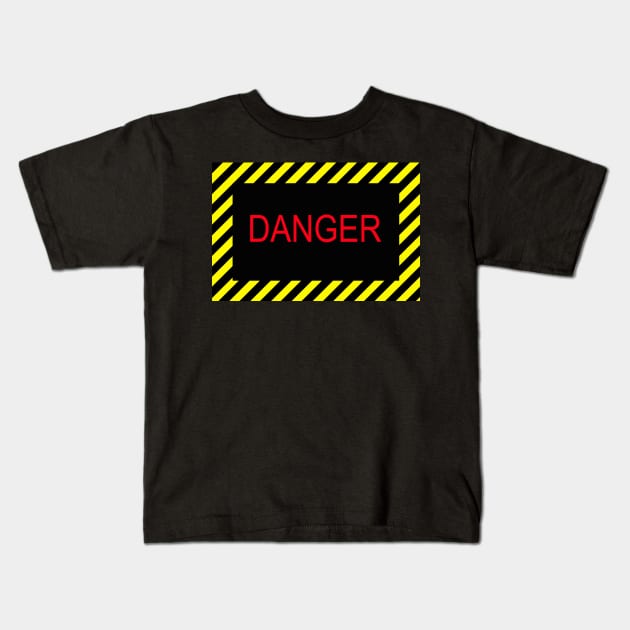 Abstract Danger sign with Yellow stripes Kids T-Shirt by Russell102